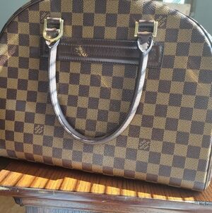 Louis Vuitton Brown Damier Ebene Satchel with Gold Hardware